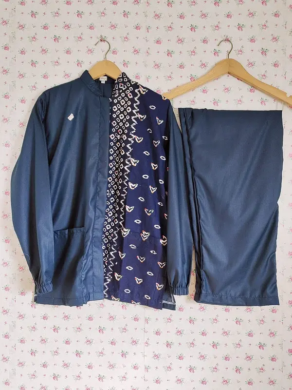 Setelan scrub motif / Baju jaga / Baju dokter polos kombinasi batik 0