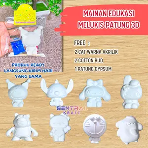 [TERMURAH] Mainan Edukasi Melukis Melukis Gypsum 3D Painting Free 2 Cat + 2 Cotton + 1 Patung
