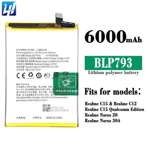 Baterai For Realme  C11 2020 C12 C15 C25 C25S 20 30A 50A BLP793 6000mAh Battre