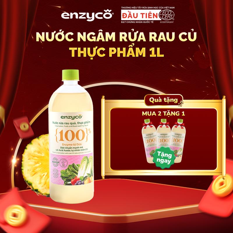   MUA 2 TẶNG 1 FULL SIZE  Nước ngâm rửa rau củ quả thực phẩm sinh học Enzyco - Enzyme Dứa - 1000ml - Cùng Enzyco Dọn Nhà An Toàn - Đón Tết An Lành 