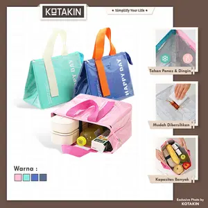 KOTAKIN Tas Bekal Makanan Tahan Panas Cooler Pendingin Portabel Besar Bento Lunch Thermal Bag Kerja Sekolah