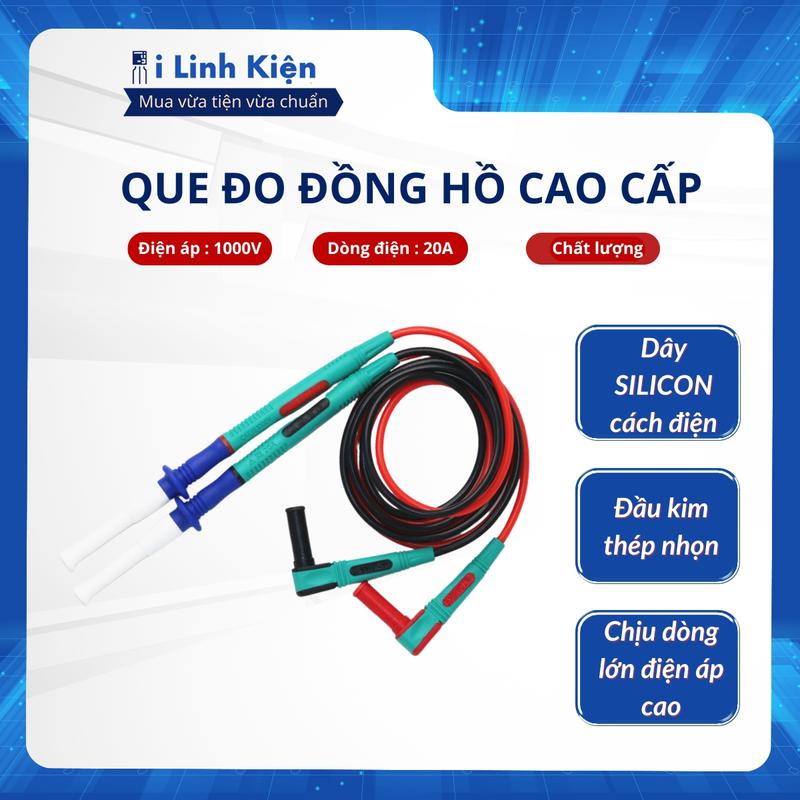  Dây đo đồng hồ vạn năng 20A đầu kim thép cực tốt dây silicon mềm dẻo chất lượng cao. 