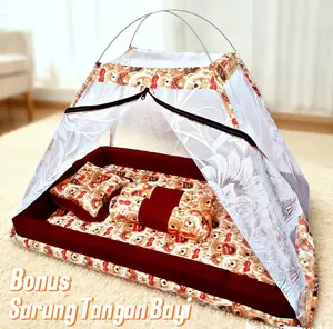 Kasur Bayi Kelambu Set Bantal Guling dengan Sarung Tangan Baru Lahir Motif Karakter Tebal Empuk Model Terbaru 2026 Newborn Tenda Nyamuk