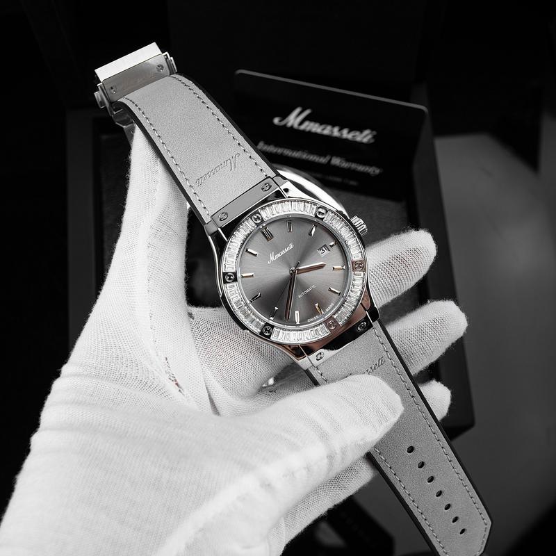 N265 [ Mmasseti X Đình Trưởng ] - Đồng hồ nam automatic Mmasseti chính hãng , dây da pu khóa bấm thông minh , chống nước tốt