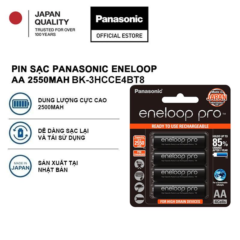 Pin sạc Panasonic eneloop pro AA 2550mAh BK-3HCCE4BT8 (Vỉ 4 viên) - Hàng chính hãng