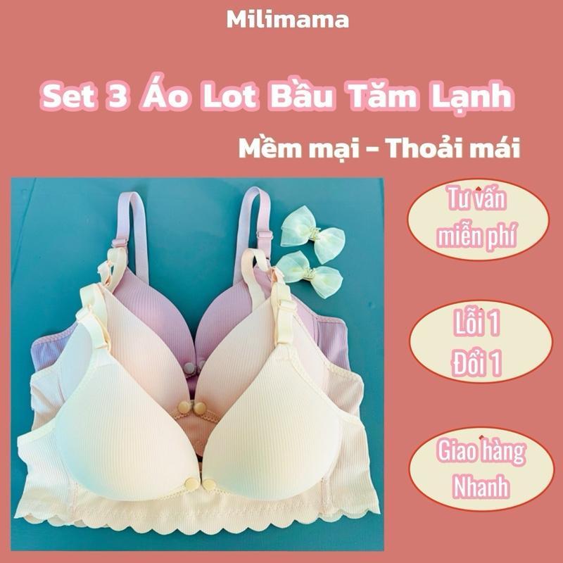 Combo 3 Áo Tăm Cúc Mở Ngang Không Gọng Mẹ Bầu Và Cho Con Bú Chất Liệu Su Lụa Co Giãn Thoáng Khí ,đồ lót cho mẹ Voi 811