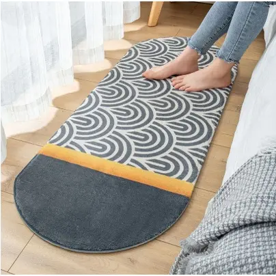 TOKOMUDA Karpet Bulu kamar Keset Cashmere Aesthetic Anti slip 120x50cm Motif Unik Keset Kamar Ruang 5