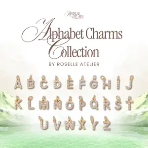 Roselle Atelier Charm Bracelet Alphabet Charms Collection Charm Bentuk Huruf Hypoallergenic