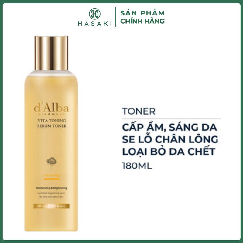 Nước hoa hồng D'Alba cải thiện lỗ chân lông, dưỡng ẩm cho da 180ml Vita Toning Serum Toner Hasaki sản phẩm
