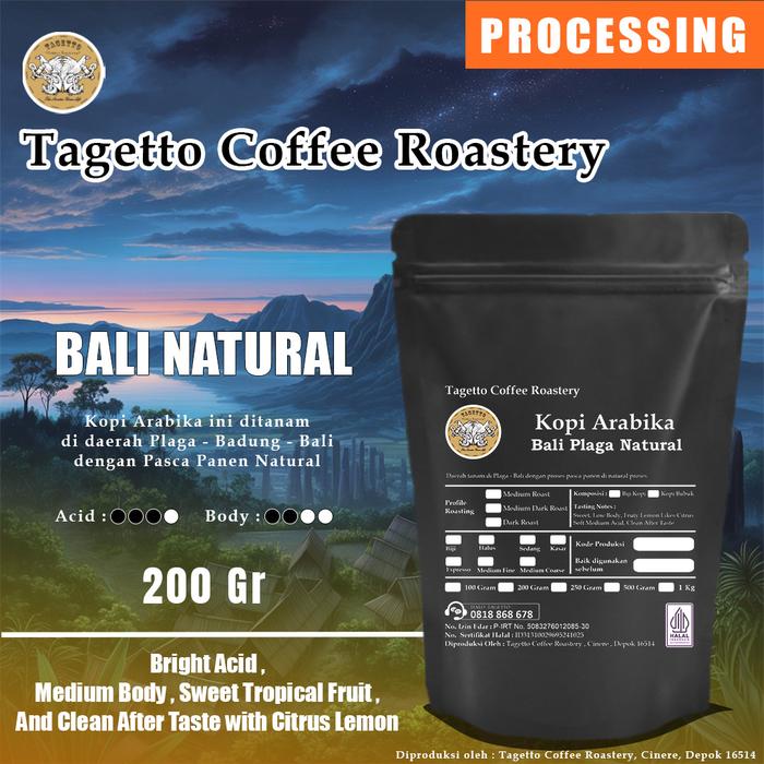 Gambar BIJI KOPI ARABIKA BALI NATURAL 200GR | ARABICA BEAN GROUND BUBUK 200 GRAM TAGETTO COFFEE - MEDIUM ROAST, BIJI KOPI dari Tagetto Coffee Roastery Kota Depok Tokopedia