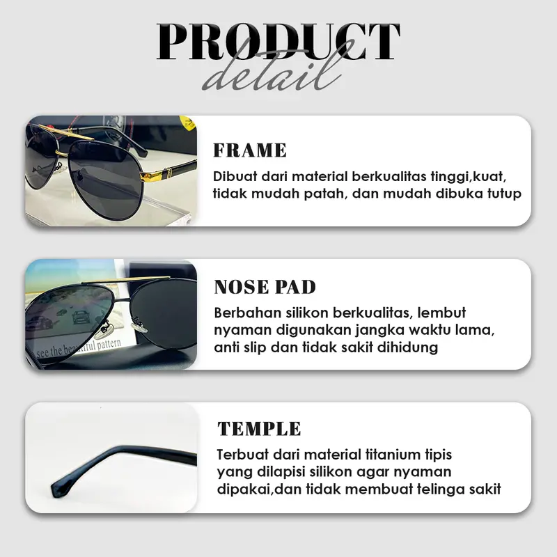 【Free Dompet & Lap】Kacamata Pria Polarized UV Protection Mengemudi Kaca Mata Memancing Paset Ikan By Pijarus Eyewear Alpacaman【cool vision】【b6102】 Sunglasses 8