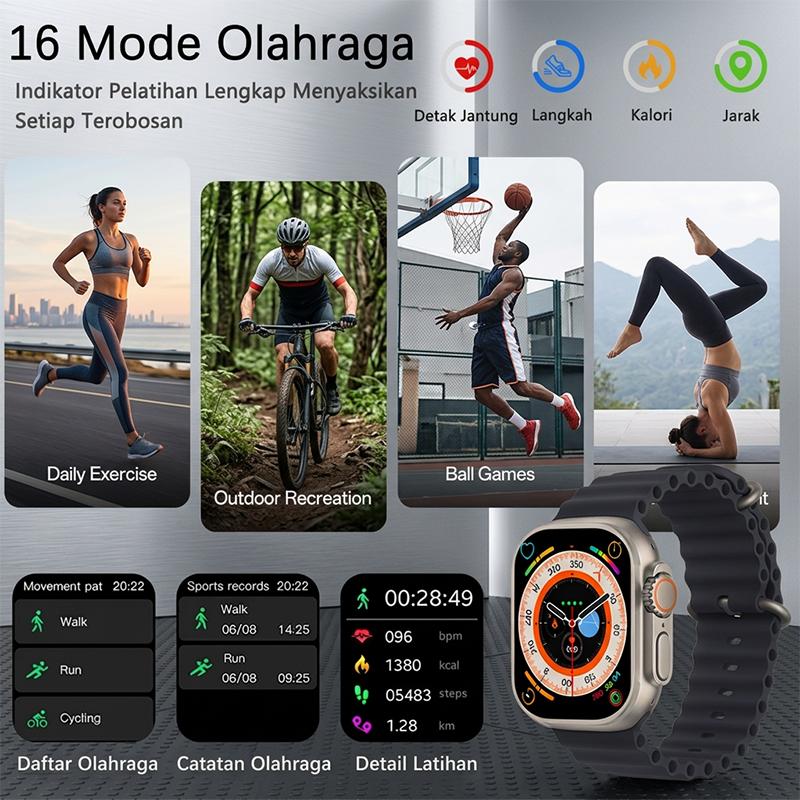T900 ULTRA — Termasuk Bonus Tali Jam — Konektivitas Bluetooth — Mendukung iOS & Android — Pelacakan Kesehatan & Notifikasi Media Sosial T900 ULTRA — Termasuk Bonus Tali Jam — Konektivitas Bluetooth — Mendukung iOS & Android — Pelacakan Kesehatan & Notifikasi Media Sosial