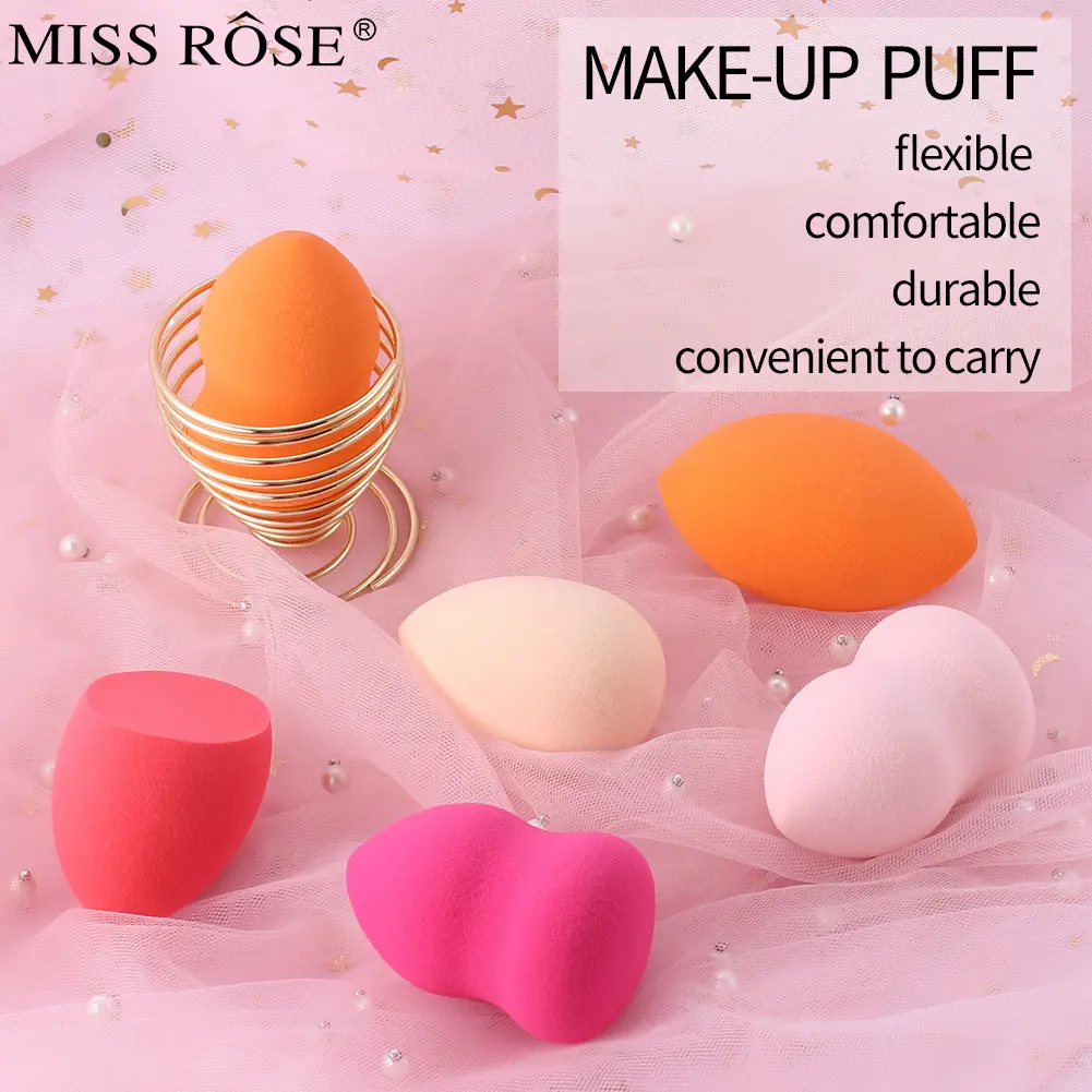 Beauty Egg Makeup Tool, Dry and Wet Dual Use Makeup Face Wash Sponge Egg Water Drops, Gourd Slant Cut Powder Puff Sponge Puff