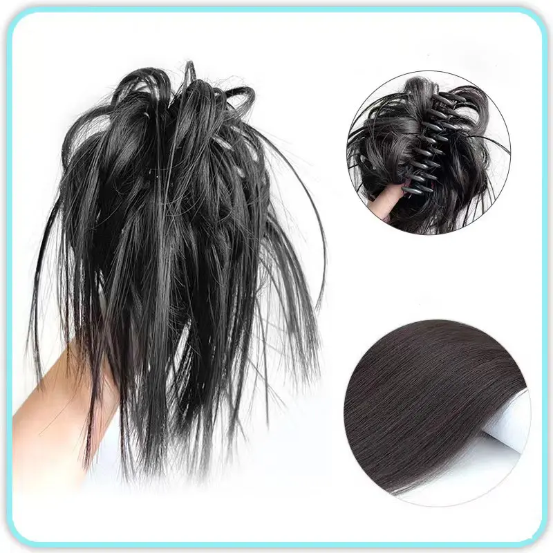 Phụ Kiện Tóc Giả Mới, Chuồng Gà Đài Phun Nước Kiểu Lười Biếng Với Tóc Đuôi Ngựa Cao, Kẹp Tóc Lông Gà Đầu Cầu Lông Cô Gái Nóng Bỏng, Đầu Bóng Nụ Hoa, Dây Buộc Tóc Râu Dài Lông Mịn Tự Nhiên, Kẹp Tóc Đội Đầu Đuôi Gà 2