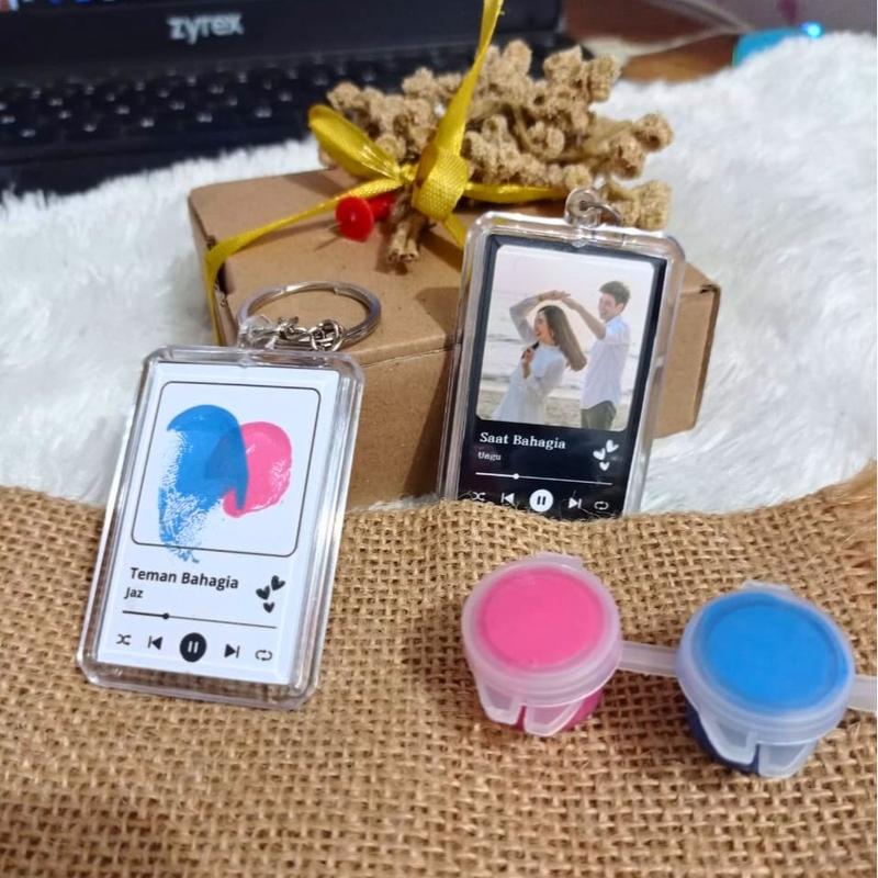 (Cat Biru x Ping) KEYCHAIN SIDIK JARI GANTUNGAN KUNCI SPOTIFY SIDIK JARI 9