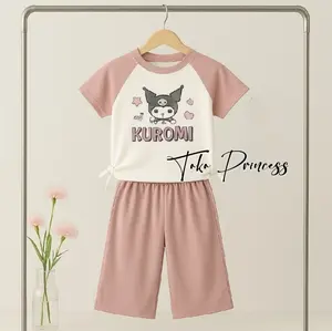 Setelan Anak Perempuan Kaos Kuromi 3-12 Tahun Termurah / Setelan Anak Perempuan Bahan Full Knit Motif Kuromi