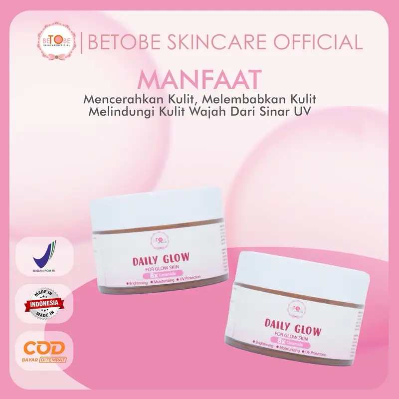 Betobe Daily Glow Moisturizer Wajah 8X Ceramide 30ML Moisturizer Mencerahkan Sunscreen UV Protection Cushion Foundation Suncu Melembabkan Skin Glow Muka Pelembab 2