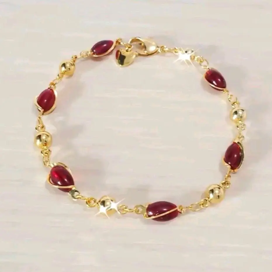 gelang tangan giok merah titanium anti karat anti luntur