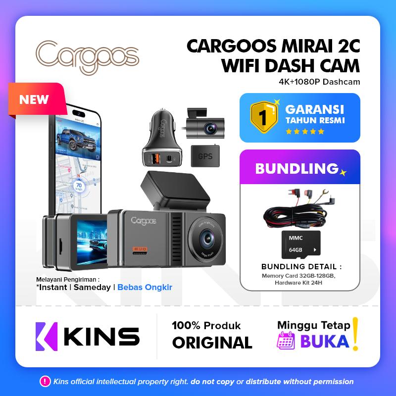 Cargoos Mirai 2C Dashcam 4K + 1080p GPS Wifi G-Sensor Loop Recording Kamera Dashboard Mobil Car Dash Cam - Mirai 2C, Dashcam Saja