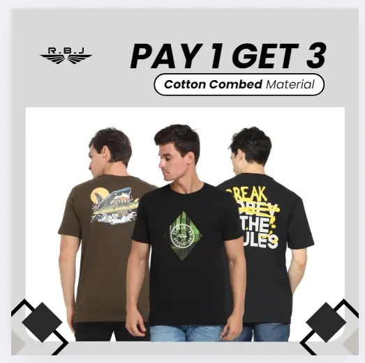 Pay 1 Get 3 RBJ T-Shirt Cotton Combed
