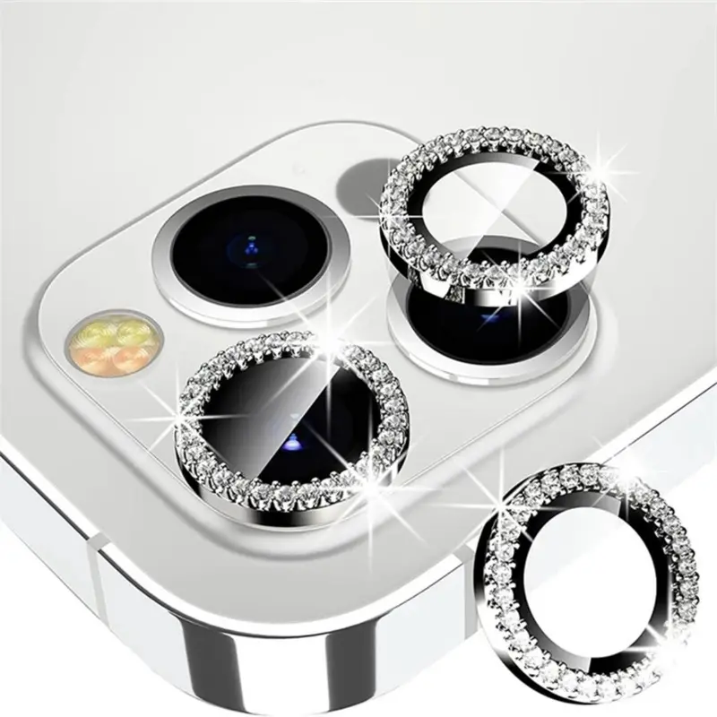 Bảo Vệ Camera Kim Cương, Thiết Kế Sang Trọng, Tương Thích Với iPhone 14, 13, 11 Pro Max, 12 Pro Max, Kính Cường Lực, Có Nhẫn Kim Loại, Vỏ Ống Kính, Tương Thích Với iPhone 12, 11 Mini, 14plus 6