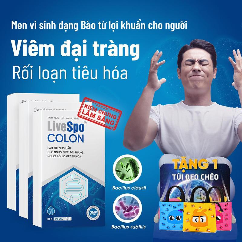 Combo 3 hộp LiveSpo COLON Men vi sinh dùng cho Viêm Đại Tràng, Táo bón, Tiêu chảy - 3 tỷ bào tử lợi khuẩn (Hộp 10 ống x 5ml)