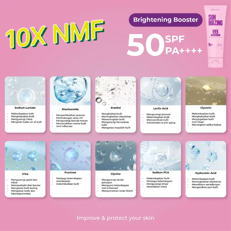 GLAMAZING Sunscreen SPF 50 - Sunmazing Brightening Booster 50g Normal Oily Dry skin 4