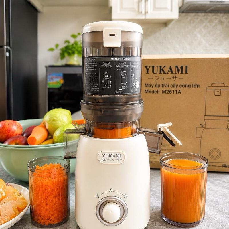 Máy ép chậm YUKAMI miệng rộng 110mm ép nguyên quả và làm kem bảo hành 12 tháng YKM2611A