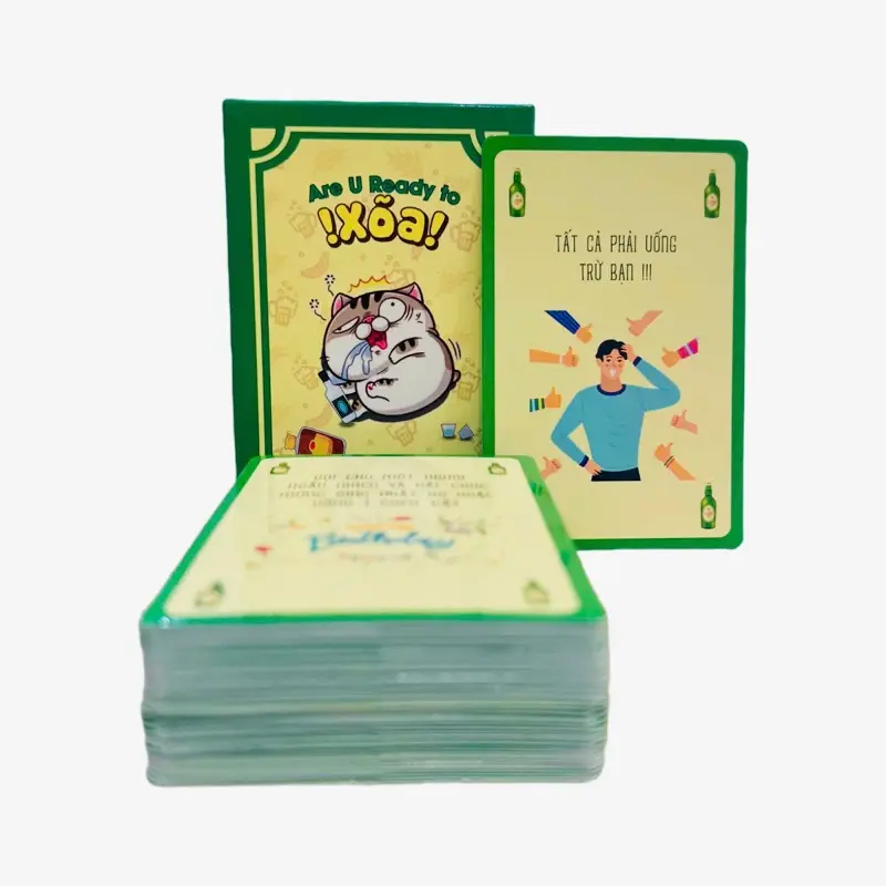 Bộ thẻ bài Drinking Game Xoã phiên bản 2025 - 60 lá, không lặp, Cán Bóng