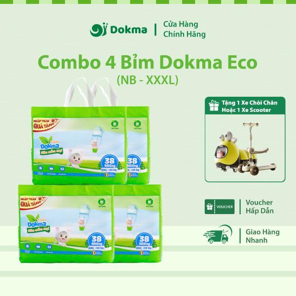 Combo 4 Bịch Bỉm Tã Dokma ECO Siêu Thấm Hút Mềm Mại Thoải Mái Cho Bé Tiết Kiệm Cho Mẹ Bịch 60 Miếng