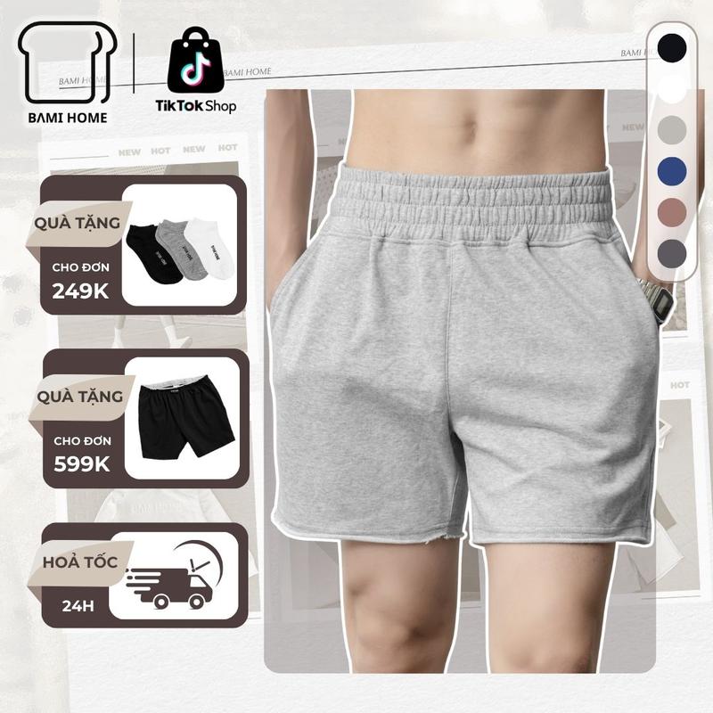 [DEAL LIVESTREAM] Quần short không lai nam nữ BAMI HOME chất vải nỉ chân cua thoáng mát QN092
