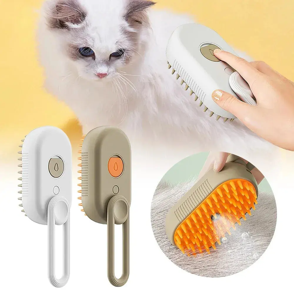 Sisir Uap kucing anjing 3 In 1  Sikat uap Cat and dog pet spray massage comb one-button spray anti-fly hair comb bath brush hair removal pet supplies anjing & kucing