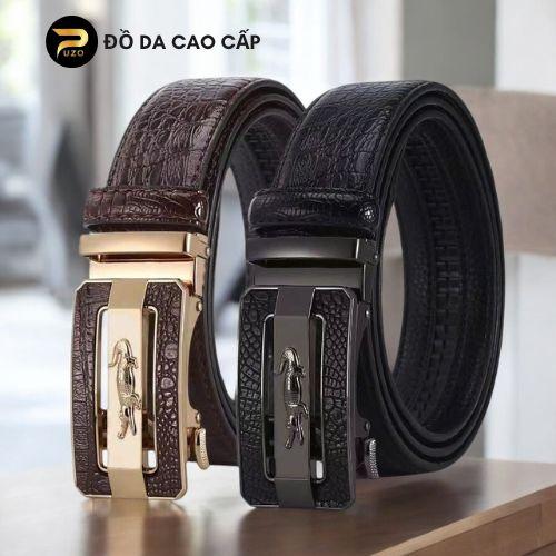 Thắt lưng nam cao cấp họa tiết dập vân TL02, khóa tự động hợp kim, không rỉ, không bong tróc