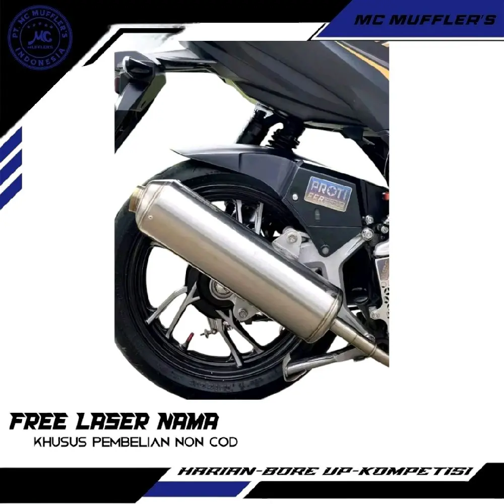 Knalpot Standar Racing Bass Adem Gerung Model CMS FULL STAINLESS ORIGINAL XTERNAL BEAT SCOOPY SPACY VARIO MIO NMAX PCX AEROX DLL