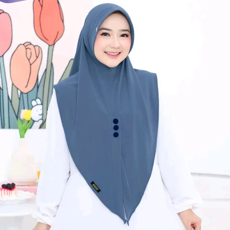 Nelaa Daffi hijab Variasi Kancing dengan warna senada 1