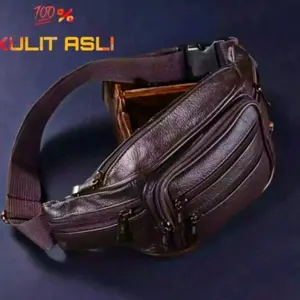 Tas salempang pinggang semi kulit pria /Tas pinggang cowok kekinian