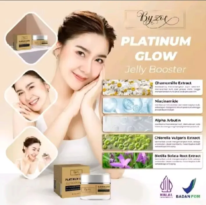 PROMO TERMURAH️FLASH SALE] Byzoe platinum glow glowing booster jelly moisturizer skincare. Wajah 4