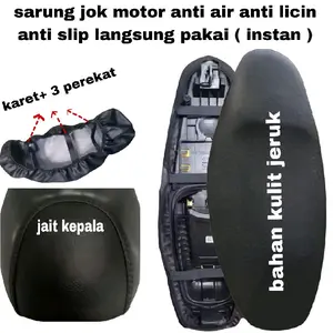 Sarung Jok Motor Bahan Kulit Jeruk Hitam Doff Premium Langsung Pakai Dengan Karet Dan 3 Perekat Cocok Semua Jenis Motor Anti Air Anti Slip Anti Rembes Model Jait Kepala Warna Motorcycle