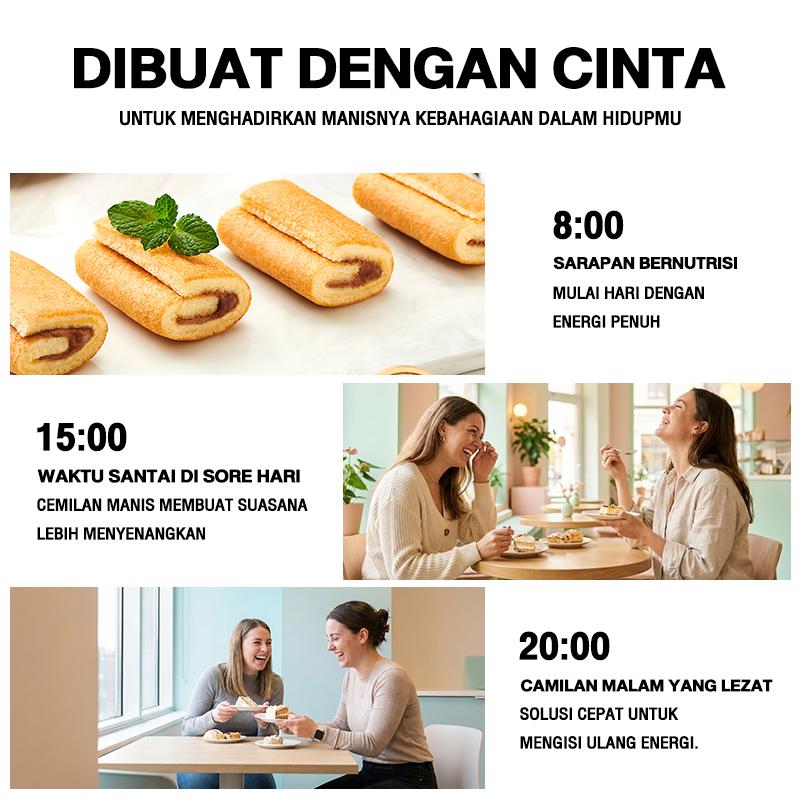 Dalezz Swiss Roll Bolu Gulung Lembut Isi Krim rasa Coklat, Stroberi, Keju, Susu, 18g - Snack Enak & Halal | BPOM