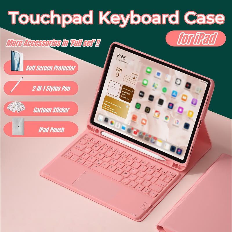 Bao da bàn phím có Touchpad, NIXXOS, dành cho iPad, với khe cắm bút, Bàn phím thông minh với Trackpad, Tương thích với iPad A16 thế hệ thứ 10, Air11 inch, M2 / M3 10,2 ", iPad 9 / 8 / 7th thế hệ, 10,9" Air4 / 5, 2020 / 2021 / 2022, Pro 11"