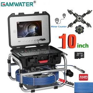 GAMWATER 7MM Sewer Pipe Inspection Camera with (Self-Leveling 512HZ Locator) 10"IPS 1080P Screen Video+Meter Counter Endoscope - 512 Locator