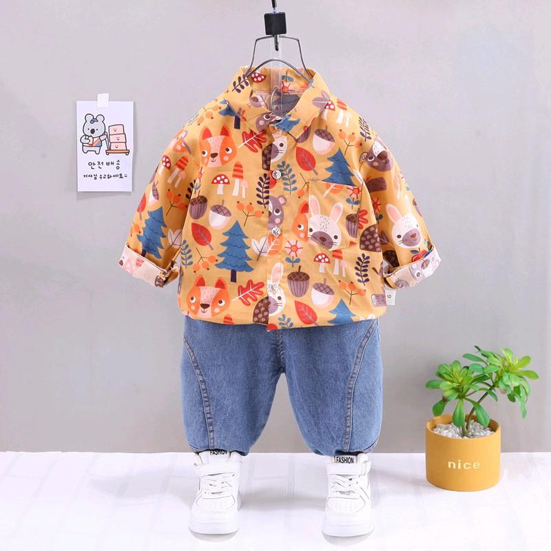 Setelan Kemeja dan Celana Jeans Anak Laki-laki 1-5 tahun Katun 6