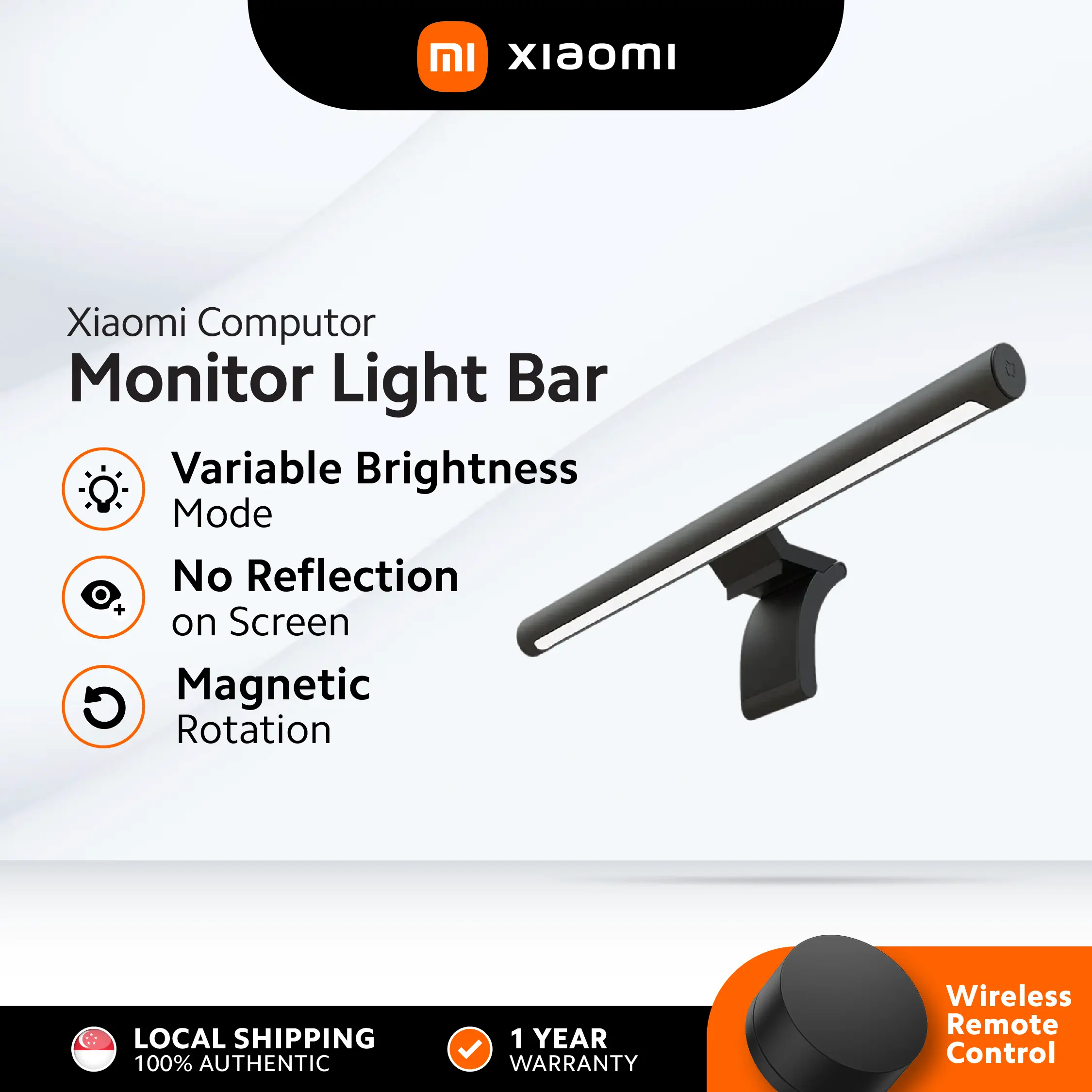 Xiaomi Mi Computer Monitor Light Bar - LED Screen Light with Wireless Remote, USB Type-C, Adjustable Brightness & Color