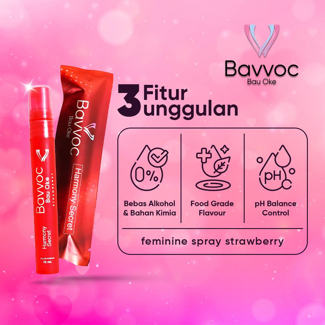 BAVVOC Feminine Perfume Spray Kewanitaan Wangi Manis Strawberry I Non Alkohol I Aman Kulit Sensitif I BPOM I Halal