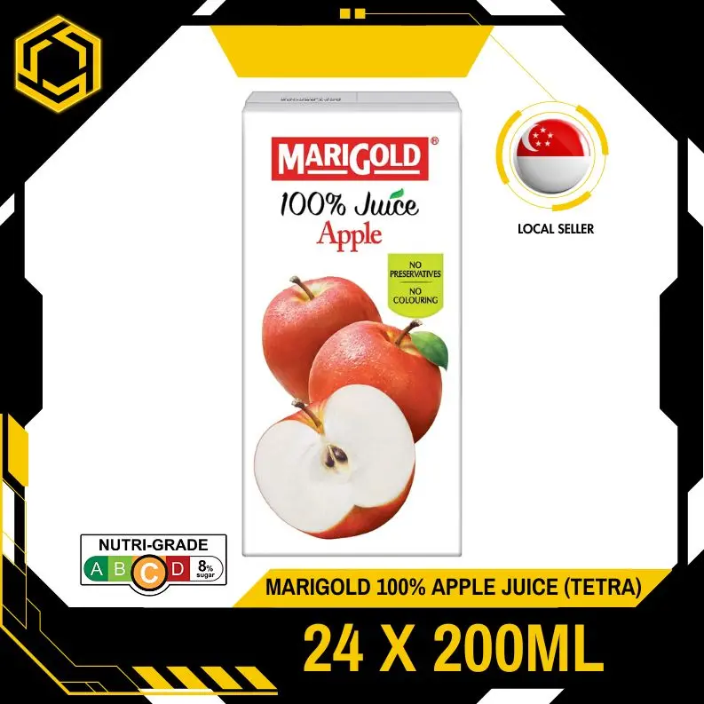 MARIGOLD 100% Apple Juice 200ML X 24 (TETRA) - FREE DELIVERY within 3 working days!