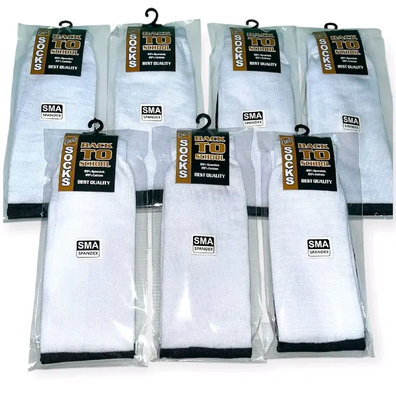 6 Pasang Kaos Kaki Anak Sekolah SD SMP SMA Hitam Putih Panjang Lembut Fashion 2