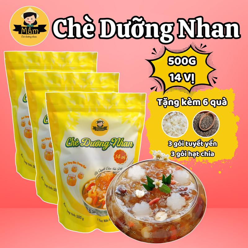 [COMBO 3 SET ĐẠI] Chè Dưỡng Nhan 14 Vị 500G Cô Mầm Foods - Nguyên liệu khô - 1 Set Nấu Được 25-30 Chén cheduong nhantuyetyen