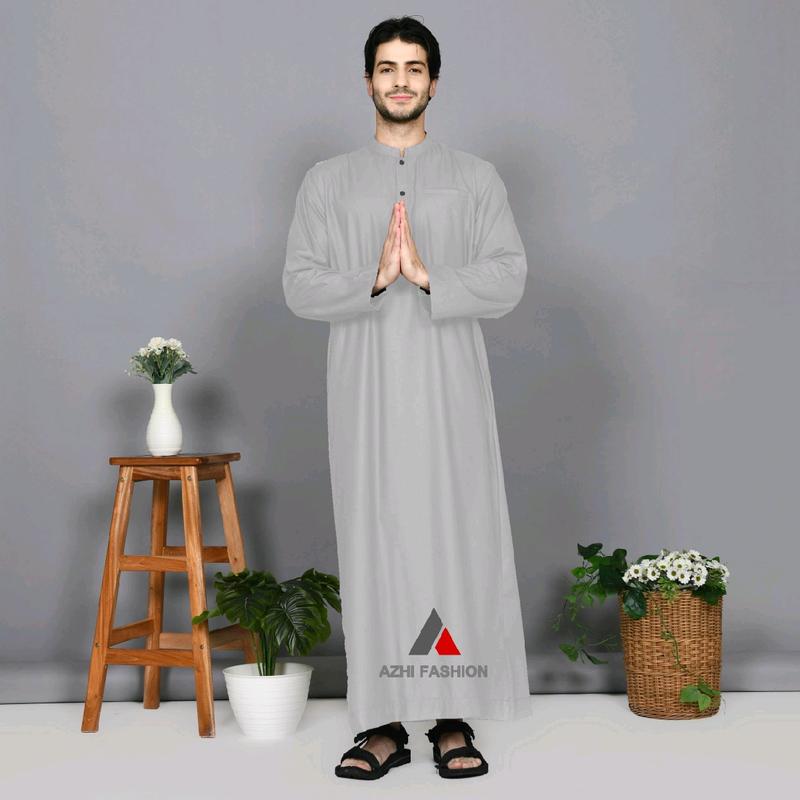 Jubah Pria Dewasa Lengan Panjang Polos Toyobo Gamis Muslim Katun Hitam 7