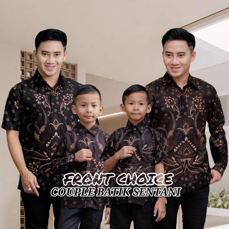 Product Introduction of FRONT CHOICE - TERBARU COUPLE SWEET BATIK COUPLE AYAH DAN ANAK LAKI LAKI - BATIK PRIA LENGAN PANJANG WARNA HITAM MOTIF SENTANI TERLARIS 1