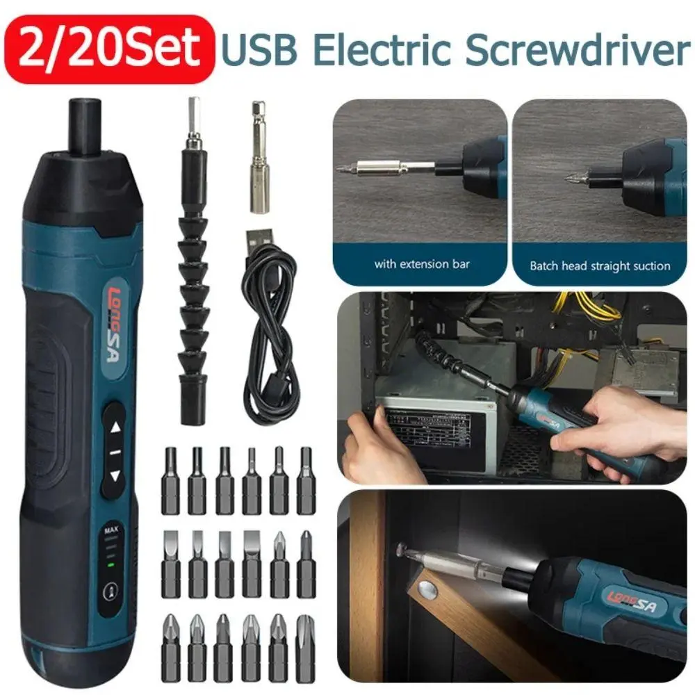 3.6V Cordless Electric Screwdriver Rechargeable 1300mah Lithium Battery Mini Drill Power Tools Set Household Maintenance Repair